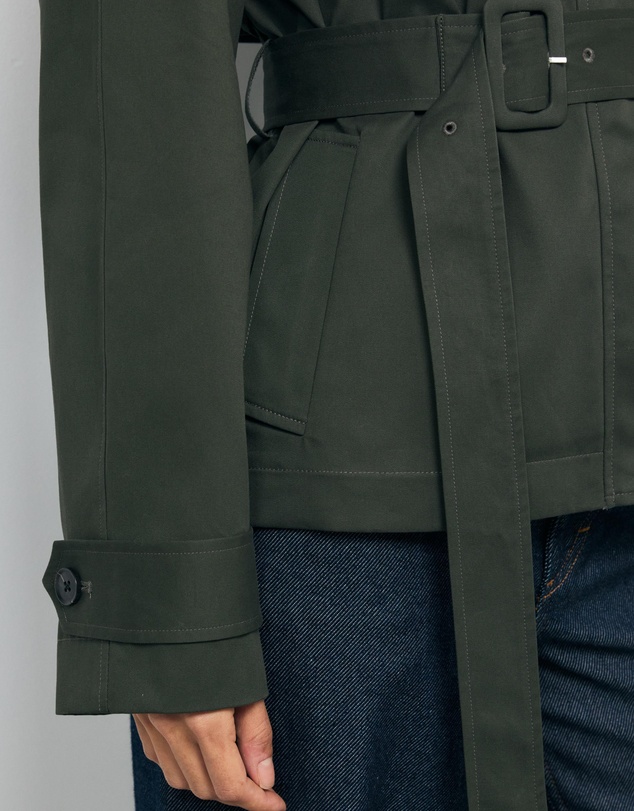 AERE - Sadie Funnel Neck Crop Trench Coat