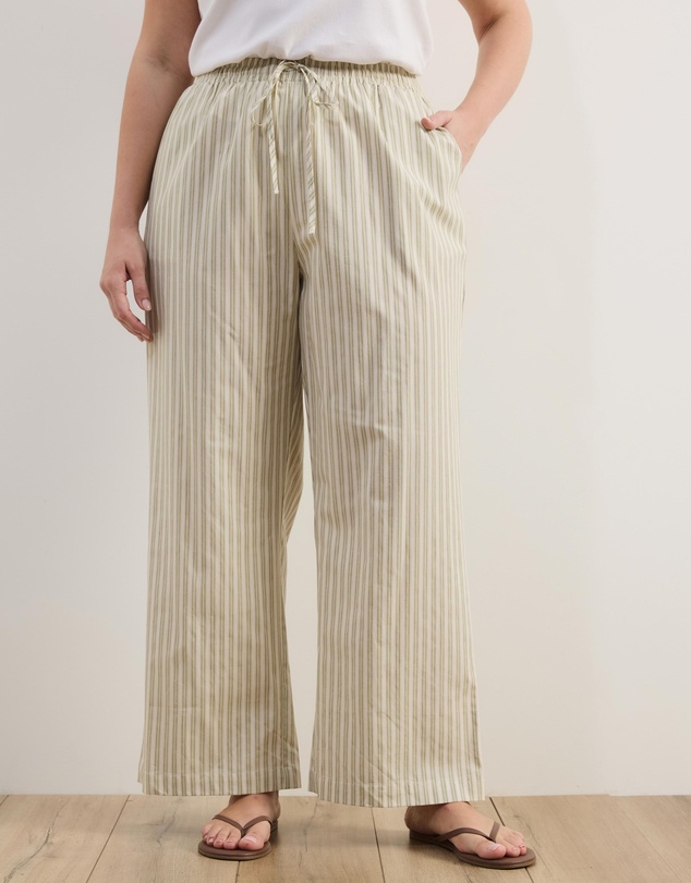 Atmos&Here Curvy - Elis Cotton Pants With Drawstring Detail At Waist
