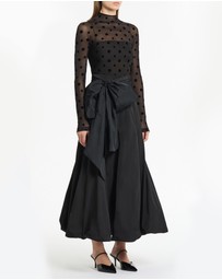Carla Zampatti - Black Mesh Spot Long Sleeve Top