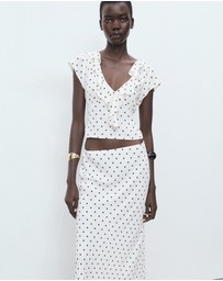 M.N.G - Polka-Dot Blouse With Ruffles