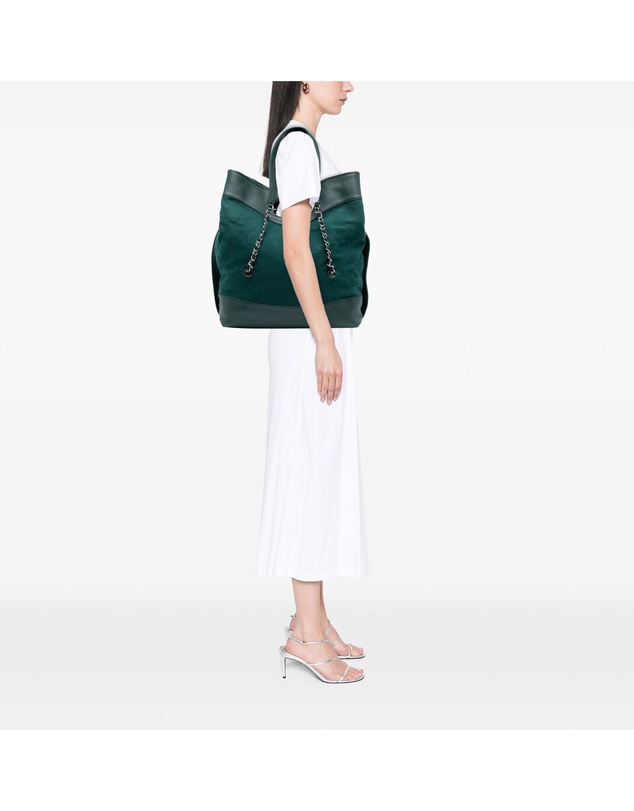 Pre-Loved by Azura Reborn - Pre-Loved Extra Large Stitched Wool and Calfskin 31 Shopping Bag