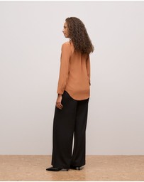 Trenery - Silk Concealed Placket Shirt in Sierra