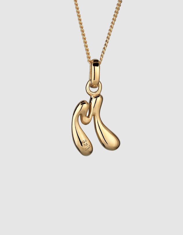 Elli Jewelry - Bubble Letter M Necklace in Gold-Plated 925 Silver