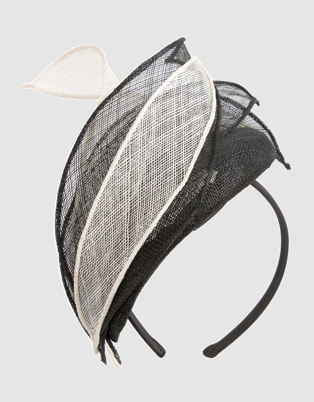 Max Alexander - Pillbox Black White Racing Fascinator