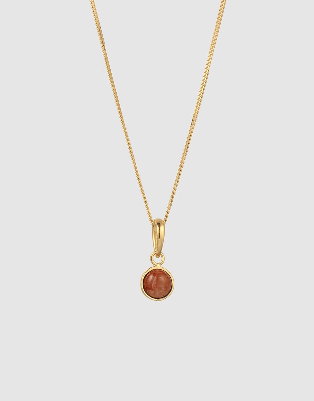 Elli Jewelry - Necklace Women Sunstone Orange 925 Sterling Silver Gold Plated