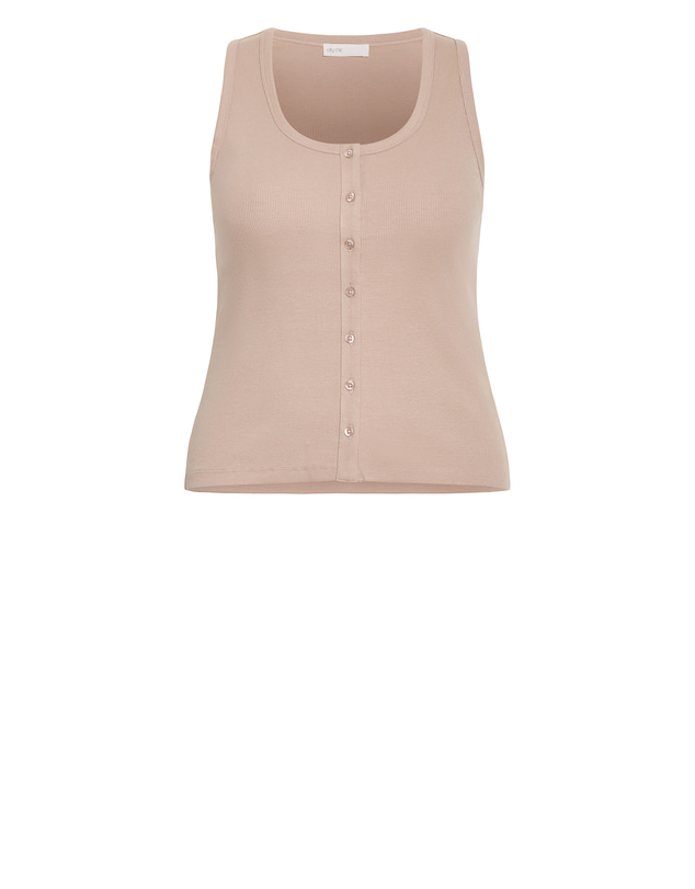 City Chic - Plus size Tara Button Through Tank - neutral