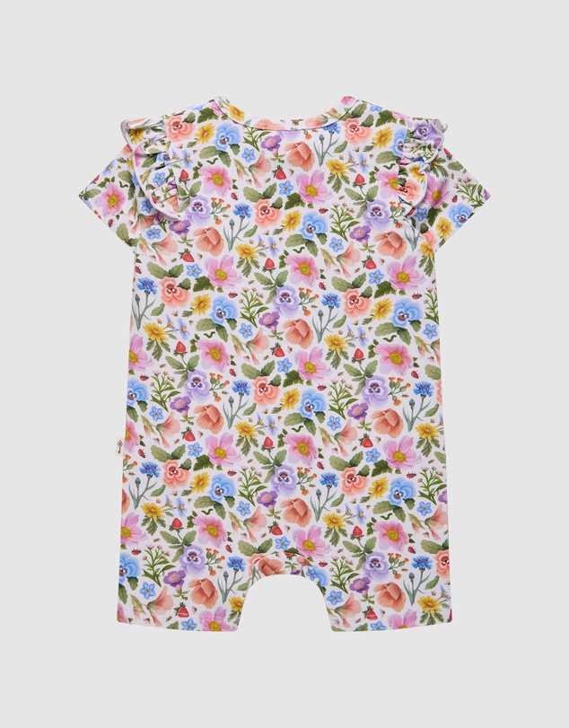 Fleur Harris - 'Heirloom Treasures' Precious Shorty Frill Coverall in Snow Floral
