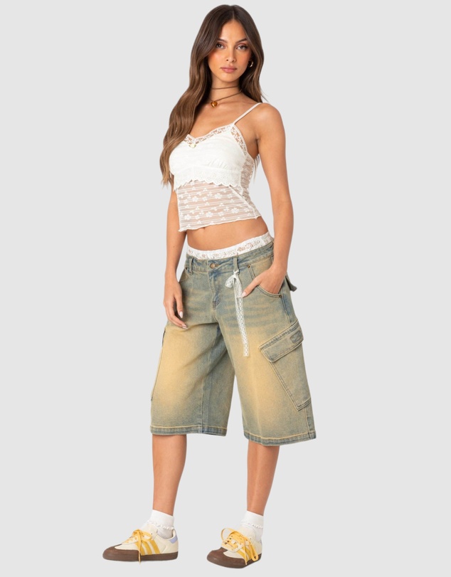 EDIKTED - Layered Sheer Lace Tank Top