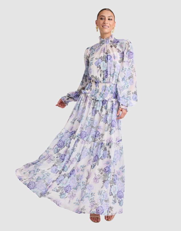 Honey and Beau - Fluerina High Neck Midi Dress