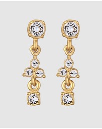 Elli Jewelry - Earrings Women Stud White Crystals 925 Sterling Silver Gold Plated