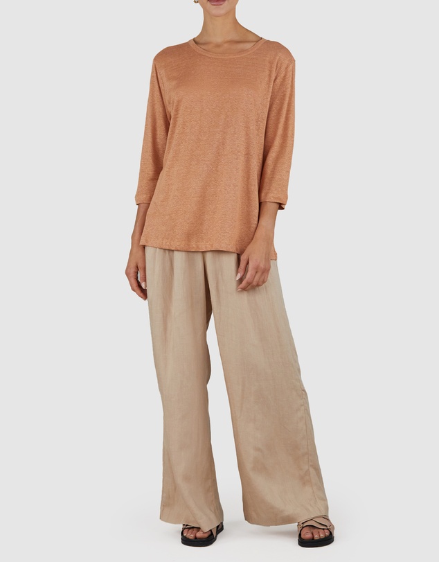 Amelius - Bronte Linen Three Quarter Jersey Top