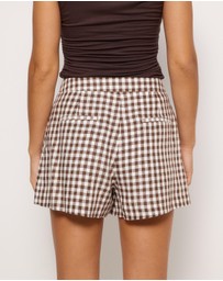 AERE - Gingham Linen Shorts