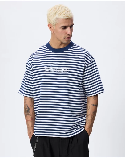 Thrills - Primitive Stripe Oversize Box Crop Tee