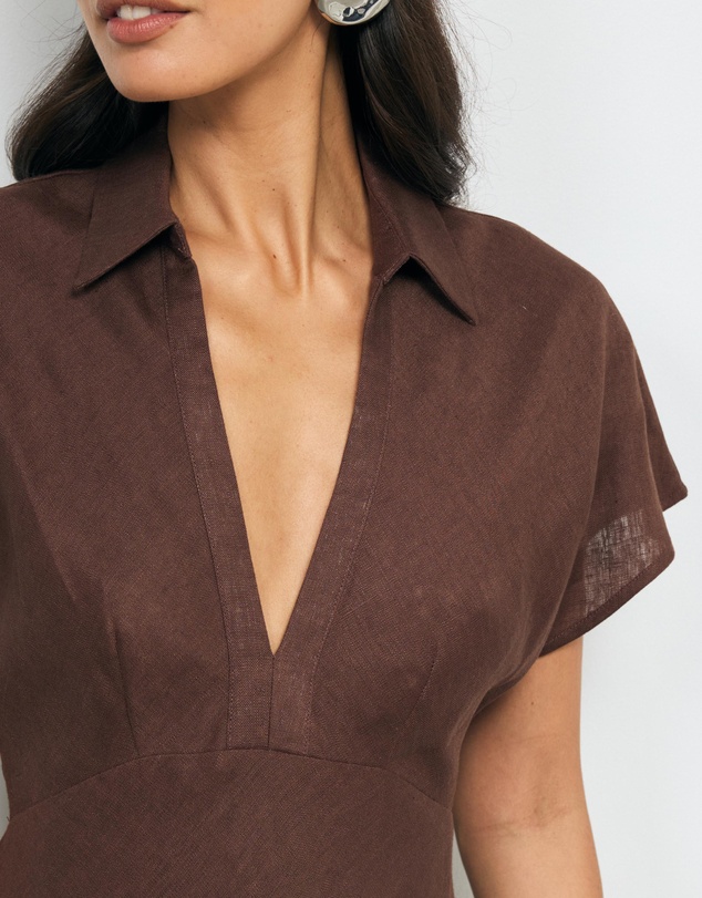AERE - Evelina Linen Midi Dress