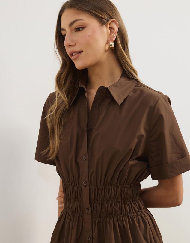 Atmos&Here - April Cotton Poplin Midi Shirt Dress