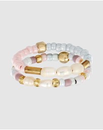 Elli Jewelry - Ring Set Festival with Freshwater Pearls Colourful in 925 Sterling Silver