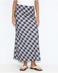 Dazie - Bronte Bias Cut Check Maxi Skirt