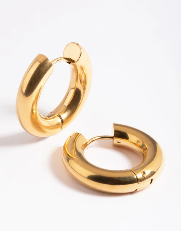 Lovisa - Waterproof Gold Plated Stainless Steel Chunky Medium Hoop Earrings