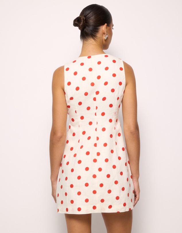 AERE - Ava Polka Dot Linen Mini Dress