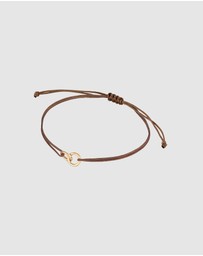Elli Jewelry - Bracelet Circle Geo Minimal with Nylon Brown in 925 sterling silver gold plated