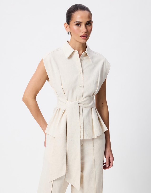Tussah - Joanna Linen Blend Tie Front Shirt