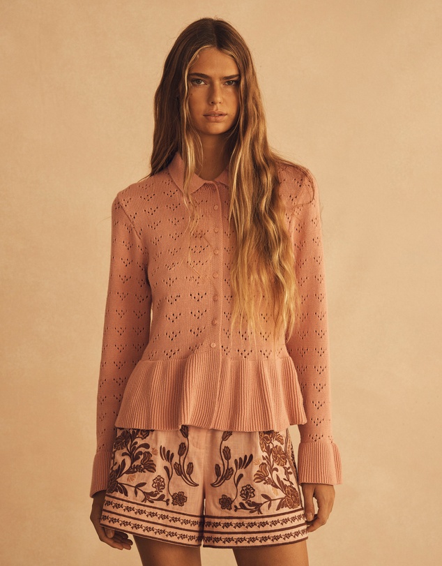 AUR OCEA - Crochet Ruffle Cardigan