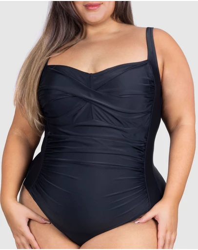 B Free Intimate Apparel - Plus Size One-Piece Swimsuit with Ruched Bust