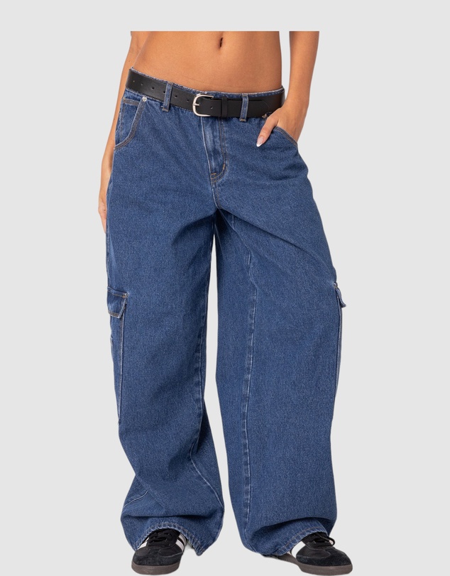 EDIKTED - Super Oversized Belted Boyfriend Jeans
