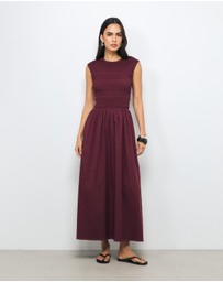 AERE - Esme Shirred Cotton Midi Dress