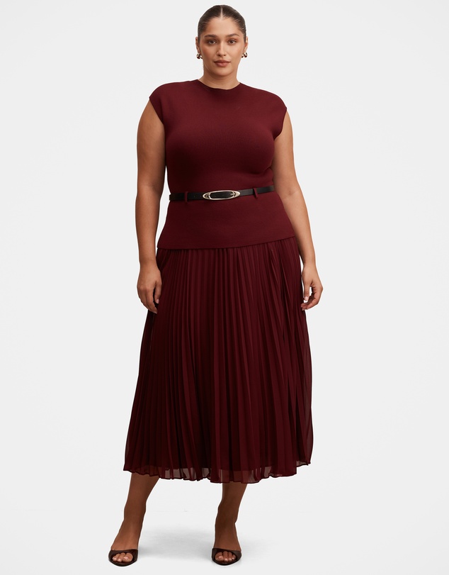 Forever New Curve - Lorelei Curve Woven Mixed Midi Dress