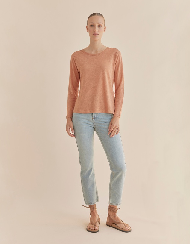 Amelius - Priya Long Sleeve Linen Jersey Top