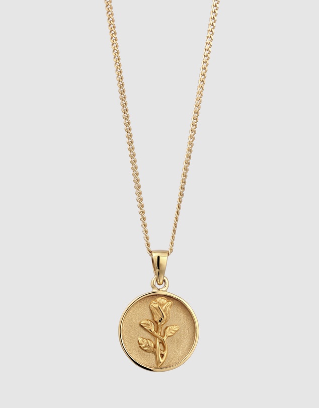 Kuzzoi - ICONIC EXCLUSIVE - Rose Relief Pendant Necklace in Gold-Plated 925 Silver