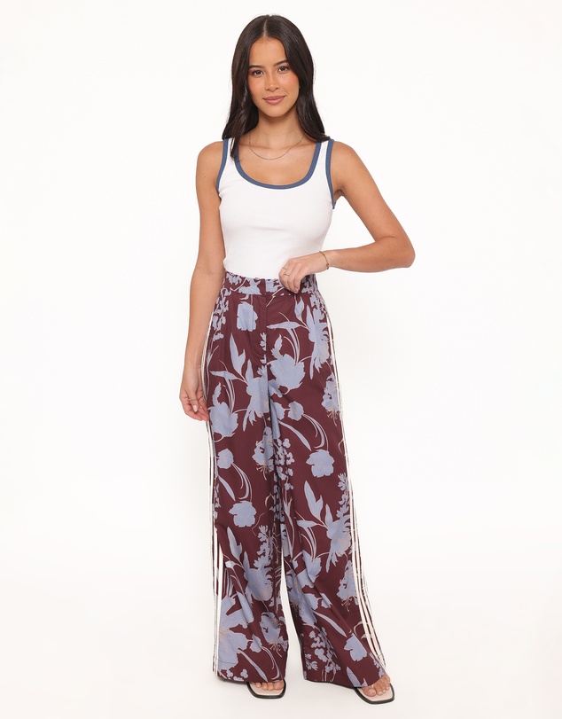 Petal & Pup - Aine Wide Leg Tailored Pant - Burgundy Floral