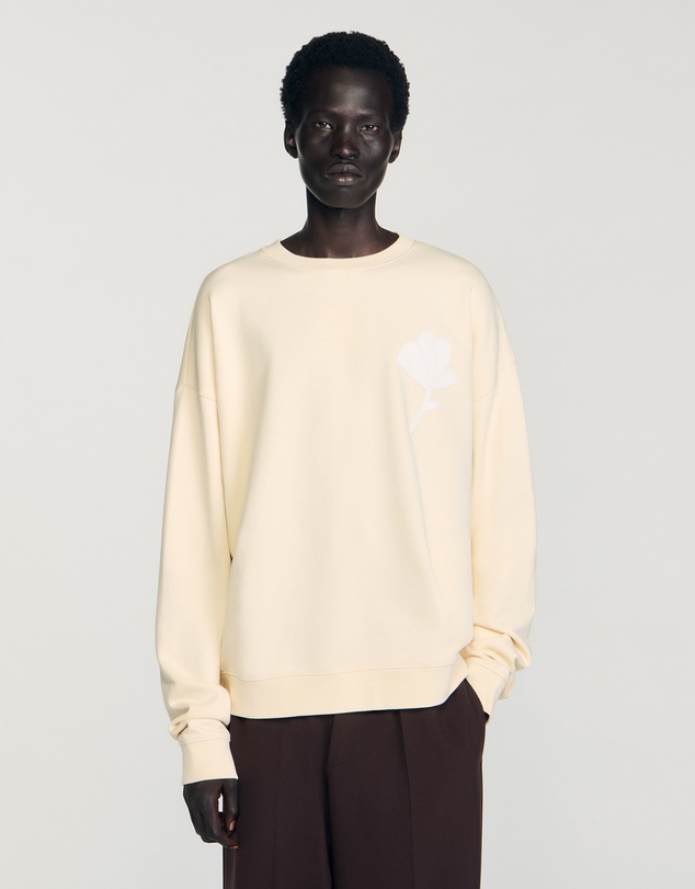 Sandro - Layered Flower Crewneck Sweatshirt