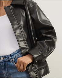 Atmos&Here - Renna Faux Leather Bomber Jacket