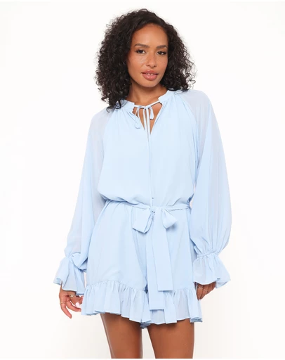 Petal & Pup - Brianna Long Sleeve Playsuit - Blue