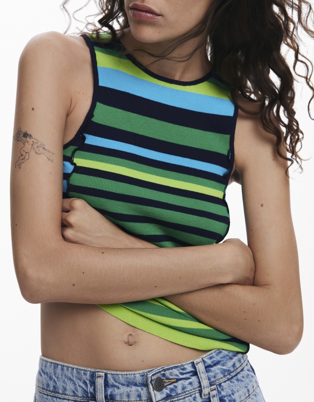 Desigual - Striped T-shirt with trim