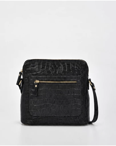 Cobb & Co - Kingsley Croc Leather RFID Safe Crossbody
