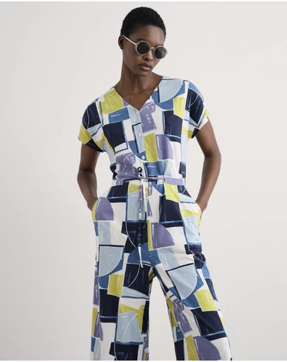 Seasalt - Seasalt Cornwall Blue Rose Trellis Jumpsuit