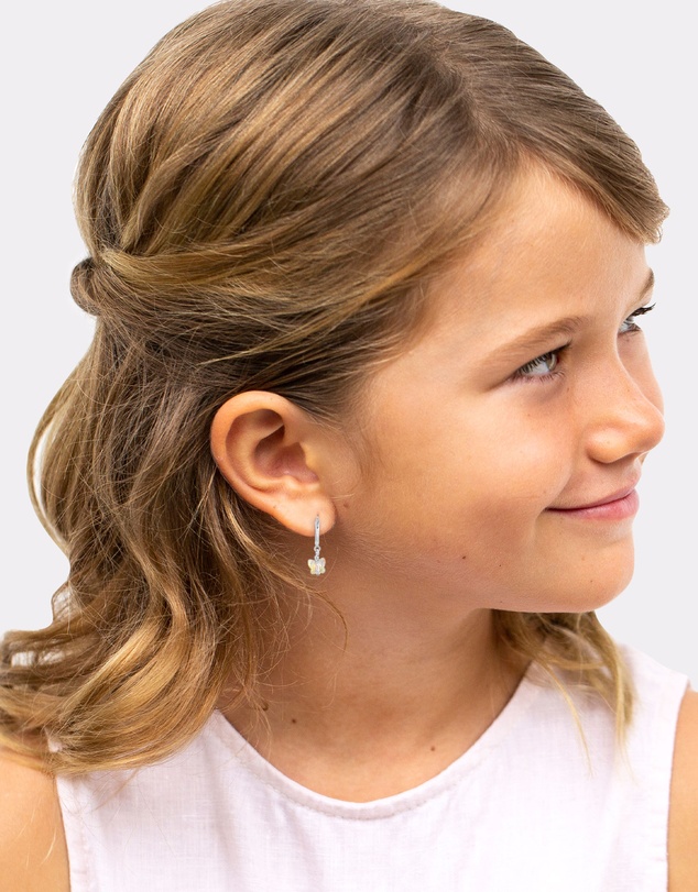 Elli Jewelry - Crystal Butterfly Kids Huggie Earrings in 925 Silver