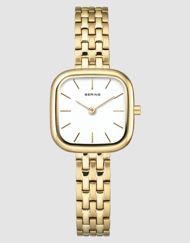 Bering - Bering Classic Ladies 26mm Square Case Gold Metal Strap Watch
