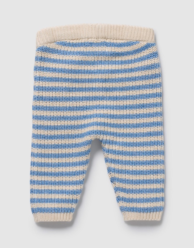 Wilson & Frenchy - Frosted Blue Organic Knitted Stripe Leggings - Babies
