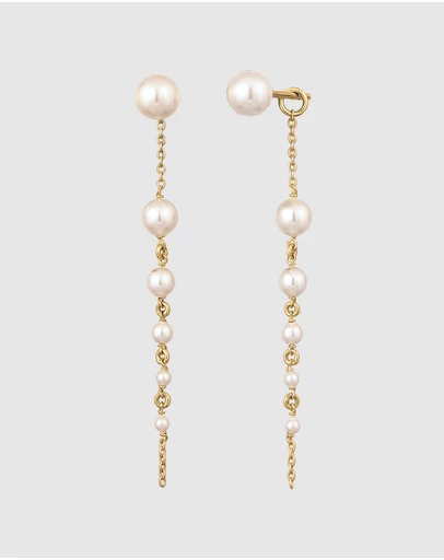 Elli Jewelry - Pearl Tapered Drop Earrings in Gold-Plated 925 Silver