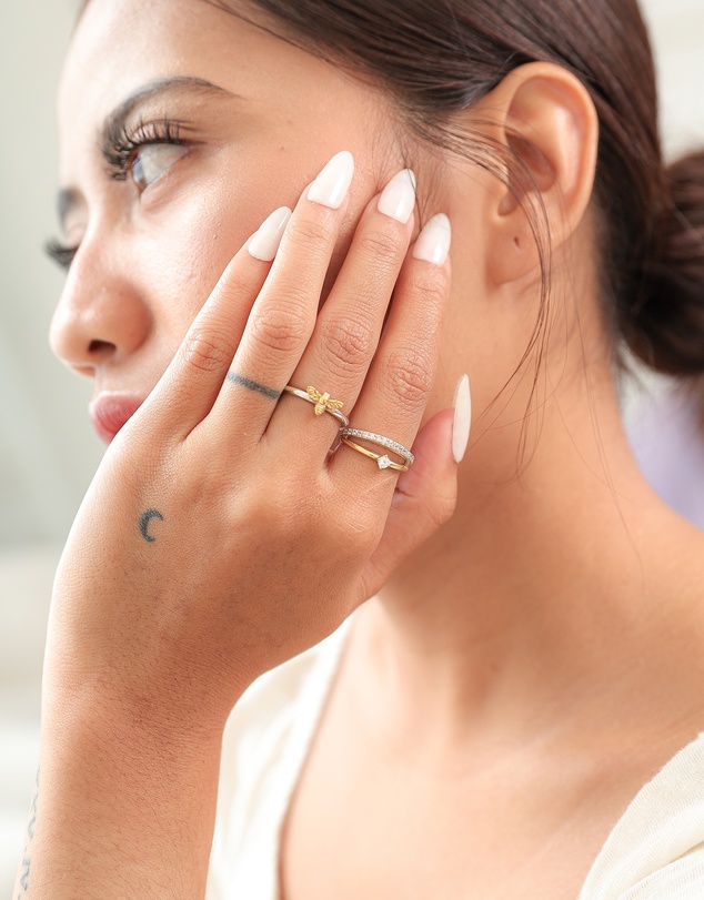 Elli Jewelry - Bee Band Ring in Gold-Plated 925 Silver