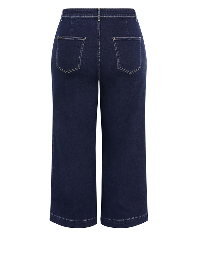 City Chic - Plus size Harley Fit Avery Wide Leg Crop Jean - dark wash