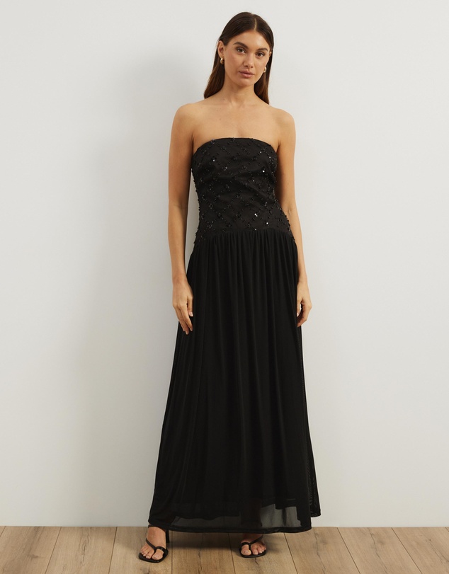 Atmos&Here - Freya Beaded Mesh Maxi Dress