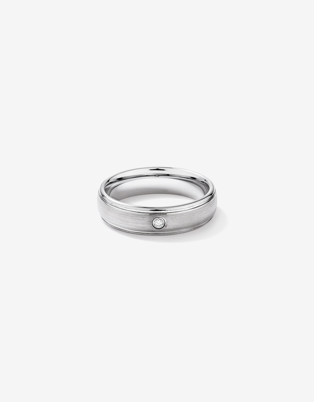 Michael Hill - 6mm Polished and Brushed Diamond Wedding Band in Tungsten