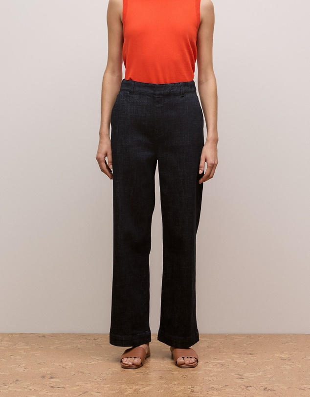 Trenery - Australian Cotton Blend Denim Tailored Pant in Blue Black