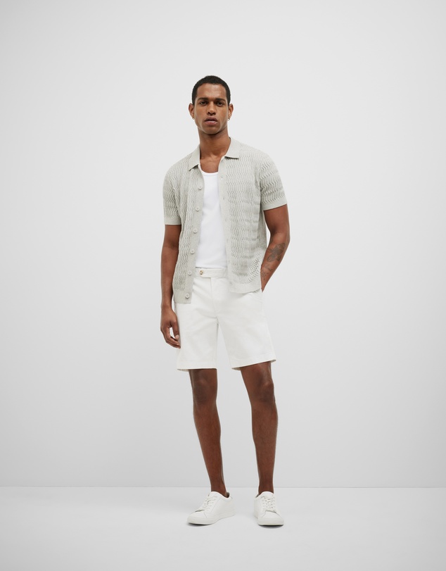 Politix - Wave Knit Button Down Short Sleeve Shirt