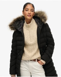 Superdry - Fuji Faux Fur Hooded Longline Slim Fit Jacket